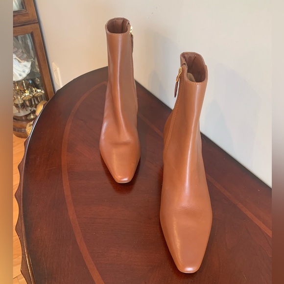 NWOT Ralph Lauren Willa Brown Leather Ankle Booties - Picture 3 of 9